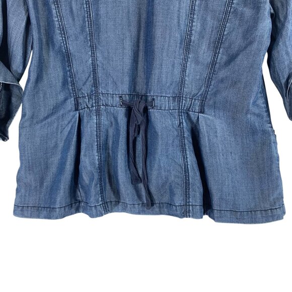 utility denim blue jean style jacket in Tencel  3/4 sleeve size 11 San Francisco - Picture 9 of 16